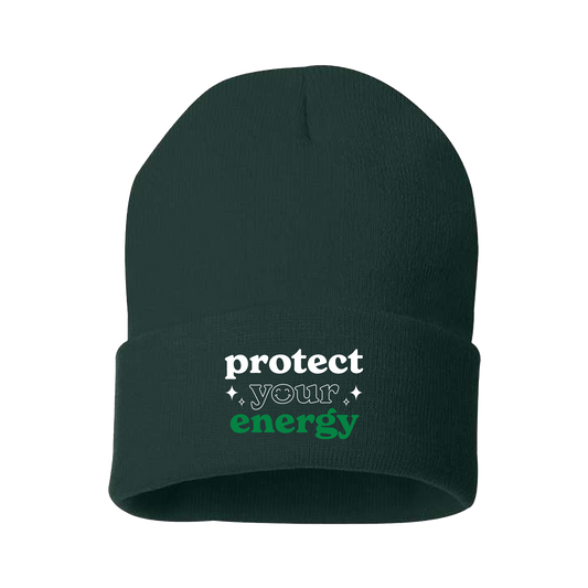 PROTECT YOUR ENERGY - FOREST GREEN BEANIE
