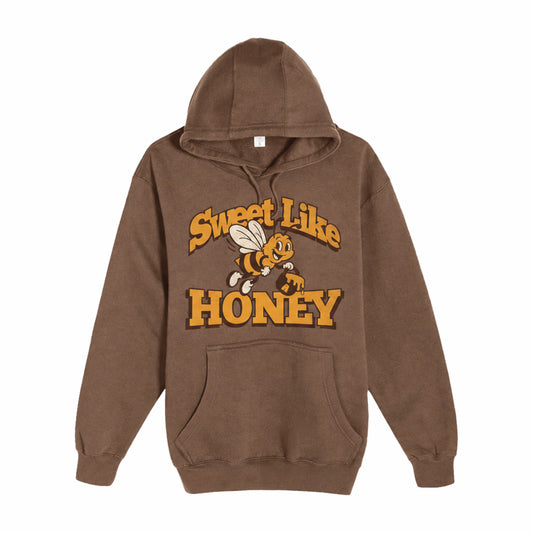 Sweet Like Honey hoodie in brown, bee graphic on the chest